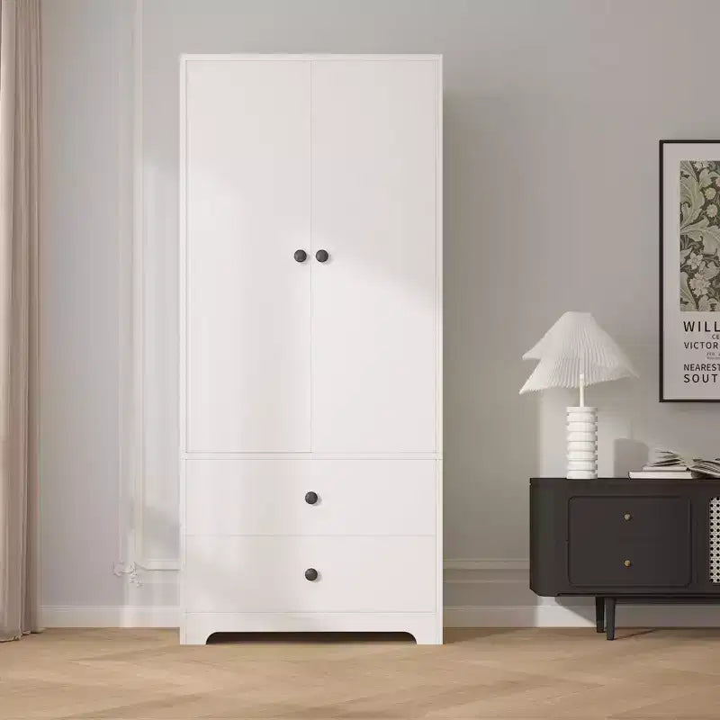 COZONY 2-Door Wardrobe Storage Cabinet, Flat Panel MDF Sideboard Buffet Cabinet for Bedroom, Dining Room & Home