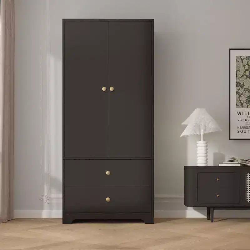 COZONY 2-Door Wardrobe Storage Cabinet, Flat Panel MDF Sideboard Buffet Cabinet for Bedroom, Dining Room & Home