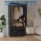 COZONY 2-Door Wardrobe Storage Cabinet, Flat Panel MDF Sideboard Buffet Cabinet for Bedroom, Dining Room & Home