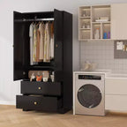 COZONY 2-Door Wardrobe Storage Cabinet, Flat Panel MDF Sideboard Buffet Cabinet for Bedroom, Dining Room & Home