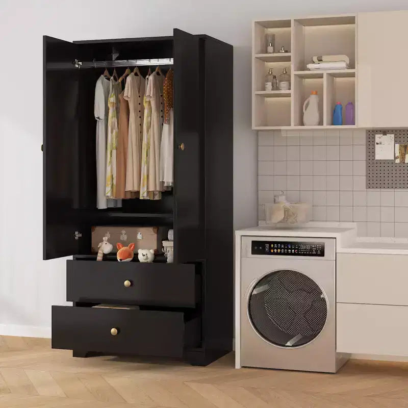 COZONY 2-Door Wardrobe Storage Cabinet, Flat Panel MDF Sideboard Buffet Cabinet for Bedroom, Dining Room & Home