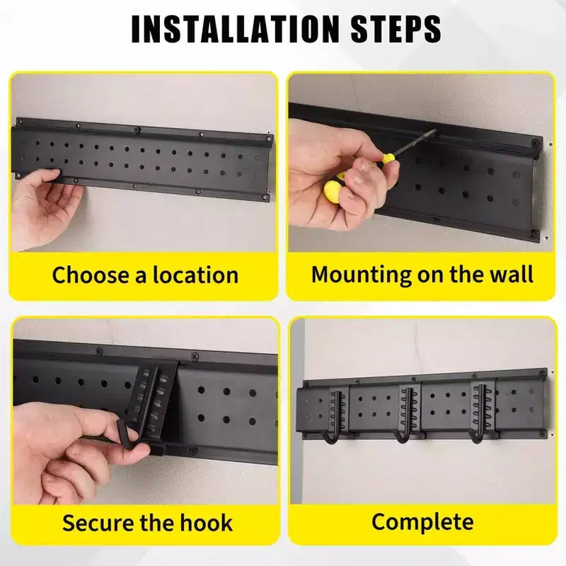 Tool Organizer, Garage Organizer  66 16 Pcs Heavy-Duty Wall Mount Garden Tool Storage with 12 Adjustable Hooks
