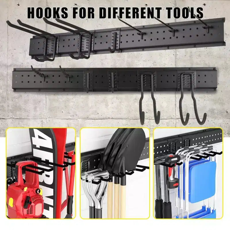 Tool Organizer, Garage Organizer  66 16 Pcs Heavy-Duty Wall Mount Garden Tool Storage with 12 Adjustable Hooks