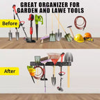 Tool Organizer, Garage Organizer  66 16 Pcs Heavy-Duty Wall Mount Garden Tool Storage with 12 Adjustable Hooks