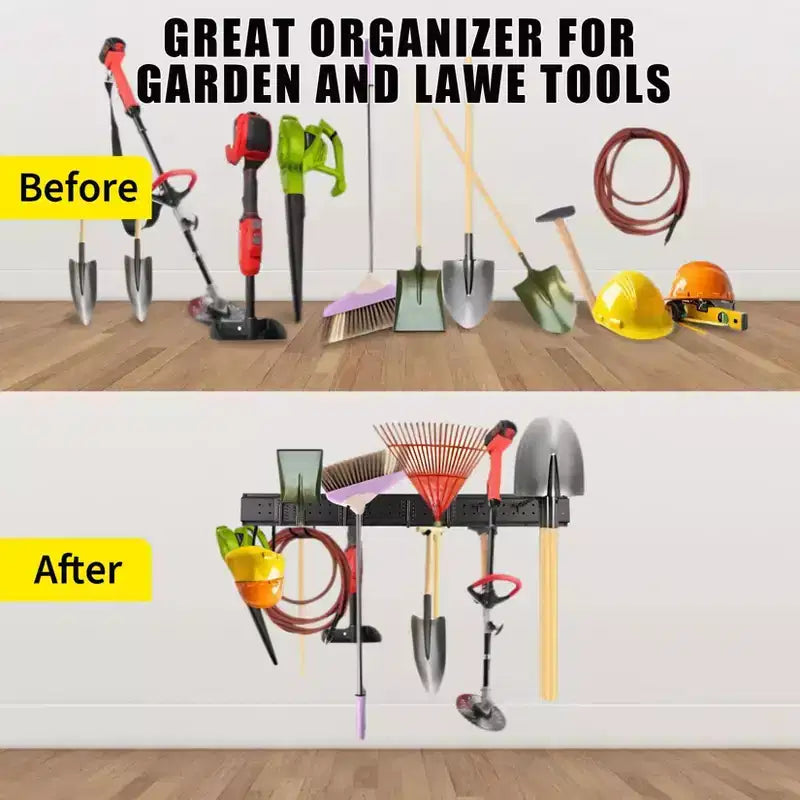 Tool Organizer, Garage Organizer  66 16 Pcs Heavy-Duty Wall Mount Garden Tool Storage with 12 Adjustable Hooks