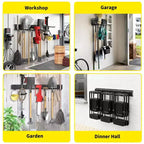 Tool Organizer, Garage Organizer  66 16 Pcs Heavy-Duty Wall Mount Garden Tool Storage with 12 Adjustable Hooks