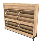 Farmhouse Shoe Storage Cabinet with 4 Flip Doors, Narrow Shoe Rack Organizer for Entryway Hallway Living Room