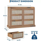 6 Drawer Dresser for Bedroom,Rattan Chest of Dressers,Boho Chest of Drawers,Wooden Dresser Chest,Beside Table for Living Room/Closet/Bedroom
