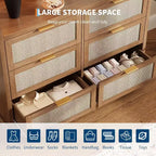 6 Drawer Dresser for Bedroom,Rattan Chest of Dressers,Boho Chest of Drawers,Wooden Dresser Chest,Beside Table for Living Room/Closet/Bedroom