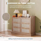 6 Drawer Dresser for Bedroom,Rattan Chest of Dressers,Boho Chest of Drawers,Wooden Dresser Chest,Beside Table for Living Room/Closet/Bedroom