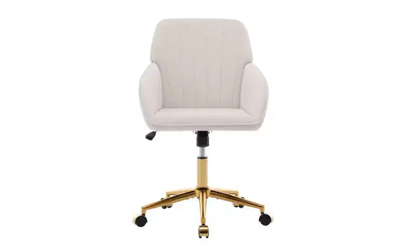 TUYOHW Luxury Ergonomic Office Chair, Velvet Home Office Desk Chair with Gold-Plated Metal Base, Adjustable Swivel Chair Vanity Chair