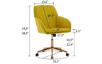 TUYOHW Luxury Ergonomic Office Chair, Velvet Home Office Desk Chair with Gold-Plated Metal Base, Adjustable Swivel Chair Vanity Chair