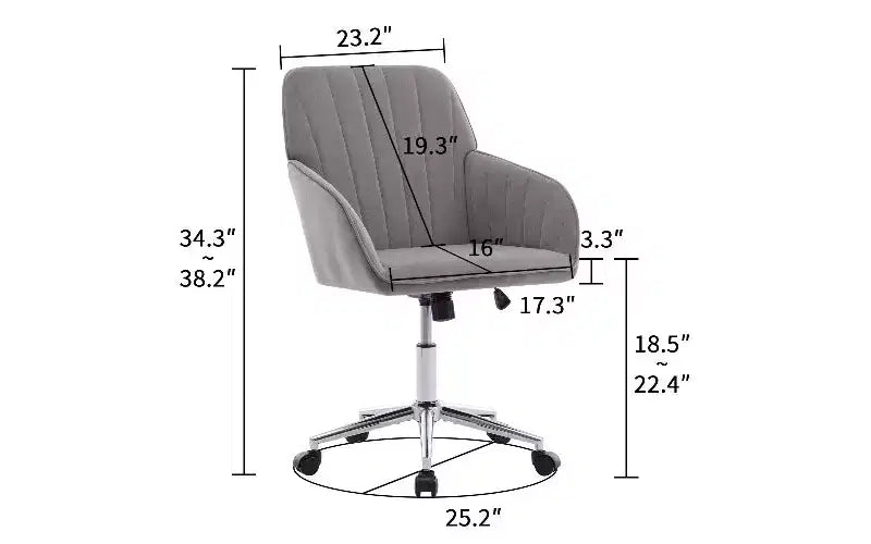 TUYOHW Luxury Ergonomic Office Chair, Velvet Home Office Desk Chair with Gold-Plated Metal Base, Adjustable Swivel Chair Vanity Chair