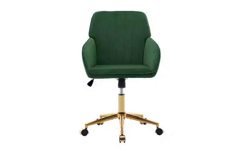 TUYOHW Luxury Ergonomic Office Chair, Velvet Home Office Desk Chair with Gold-Plated Metal Base, Adjustable Swivel Chair Vanity Chair