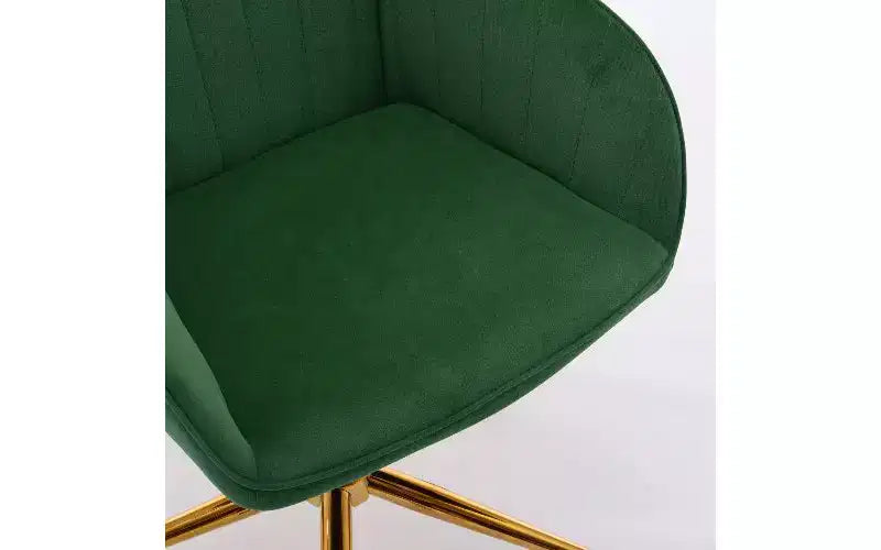 TUYOHW Luxury Ergonomic Office Chair, Velvet Home Office Desk Chair with Gold-Plated Metal Base, Adjustable Swivel Chair Vanity Chair