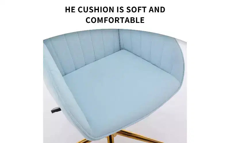 TUYOHW Luxury Ergonomic Office Chair, Velvet Home Office Desk Chair with Gold-Plated Metal Base, Adjustable Swivel Chair Vanity Chair
