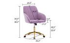TUYOHW Luxury Ergonomic Office Chair, Velvet Home Office Desk Chair with Gold-Plated Metal Base, Adjustable Swivel Chair Vanity Chair