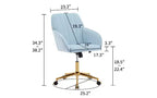 TUYOHW Luxury Ergonomic Office Chair, Velvet Home Office Desk Chair with Gold-Plated Metal Base, Adjustable Swivel Chair Vanity Chair