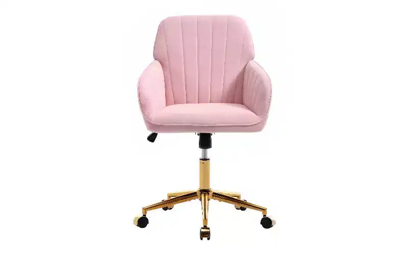 TUYOHW Luxury Ergonomic Office Chair, Velvet Home Office Desk Chair with Gold-Plated Metal Base, Adjustable Swivel Chair Vanity Chair