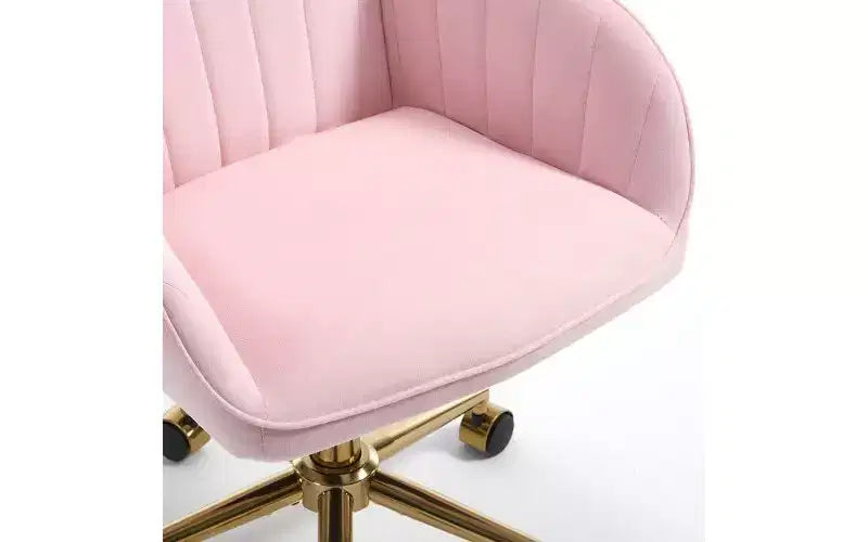 TUYOHW Luxury Ergonomic Office Chair, Velvet Home Office Desk Chair with Gold-Plated Metal Base, Adjustable Swivel Chair Vanity Chair