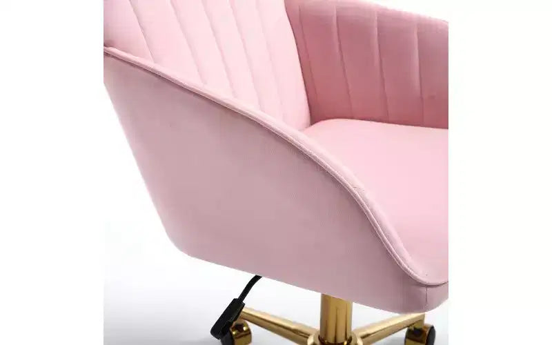 TUYOHW Luxury Ergonomic Office Chair, Velvet Home Office Desk Chair with Gold-Plated Metal Base, Adjustable Swivel Chair Vanity Chair
