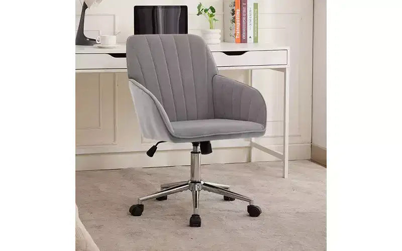 TUYOHW Luxury Ergonomic Office Chair, Velvet Home Office Desk Chair with Gold-Plated Metal Base, Adjustable Swivel Chair Vanity Chair