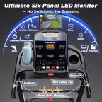 Foldable Treadmill w/ 20% Incline,12MPH Fast Speed 5.1HP Treadmill w/105 Programs for Home Running Walking,400LBS Treadmill APP Connected,Wider Belt