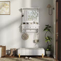 GDFStudio Theirn Versatile Floating Makeup Vanity with Mirror, 3 Drawers, 5 Pockets and 5 Hooks