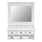 GDFStudio Theirn Versatile Floating Makeup Vanity with Mirror, 3 Drawers, 5 Pockets and 5 Hooks