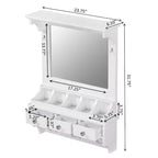 GDFStudio Theirn Versatile Floating Makeup Vanity with Mirror, 3 Drawers, 5 Pockets and 5 Hooks