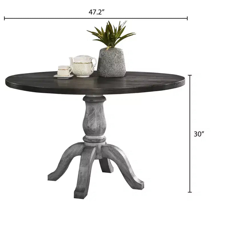 GDFStudio Iris Farmhouse 47 Round Pedestal Wood Dining Table