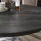 GDFStudio Iris Farmhouse 47 Round Pedestal Wood Dining Table