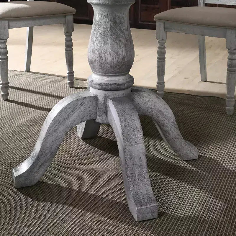 GDFStudio Iris Farmhouse 47 Round Pedestal Wood Dining Table