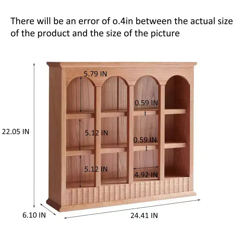 Vintage Solid Cherry Wood Pigeonhole Cabinet, Countertop Kitchen Shelves Organizer with Arched Cubbies for Spices or Tea Cups - Panipeachy