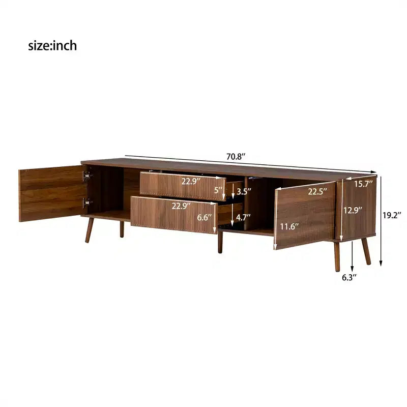 JVNOXK 70-inch Modern Entertainment Centre Recessed TV Cabinet with Storage Drawers, Suitable for TVs under 80 inches, Ideal for Living Rooms