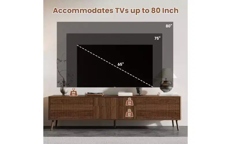 JVNOXK 70-inch Modern Entertainment Centre Recessed TV Cabinet with Storage Drawers, Suitable for TVs under 80 inches, Ideal for Living Rooms