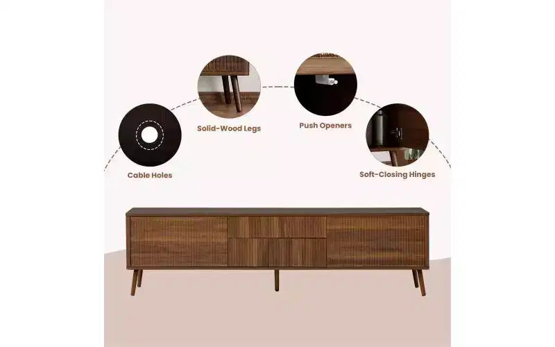 JVNOXK 70-inch Modern Entertainment Centre Recessed TV Cabinet with Storage Drawers, Suitable for TVs under 80 inches, Ideal for Living Rooms