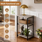 Rustic 3-Tier Side Table C Space-Saving Narrow End Table with Storage Shelves C Slim Bedside Bedside Table for Living Room, Bedroom,GRAY