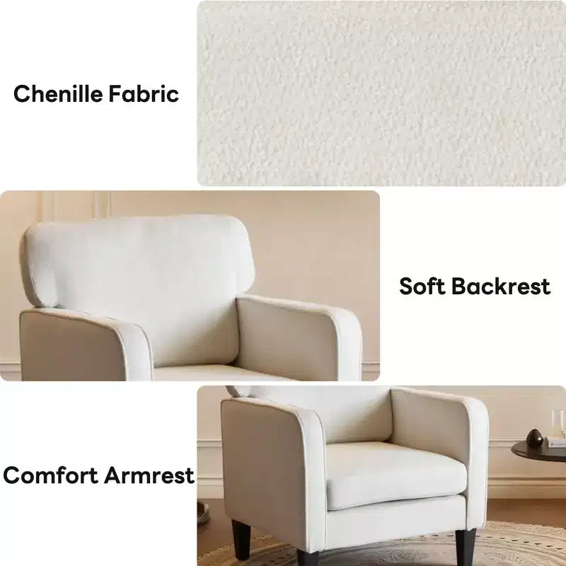 Okak Modern Reading Chair with Armrest and Backrest, Comfy Chair with Wooden Frame, Living Room Chair for Waiting Room, Reception Room