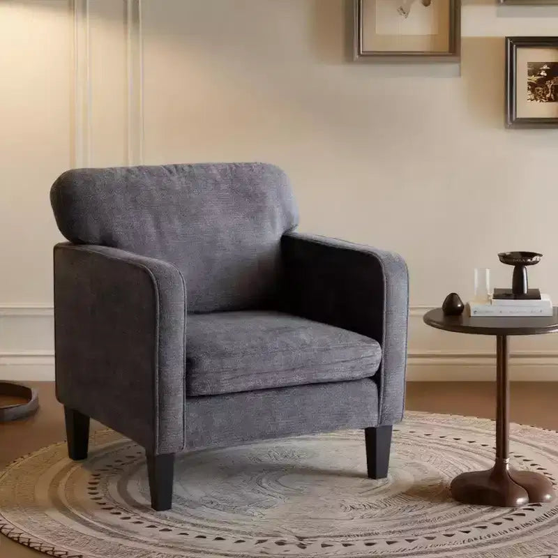 Okak Modern Reading Chair with Armrest and Backrest, Comfy Chair with Wooden Frame, Living Room Chair for Waiting Room, Reception Room