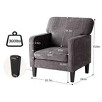Okak Modern Reading Chair with Armrest and Backrest, Comfy Chair with Wooden Frame, Living Room Chair for Waiting Room, Reception Room