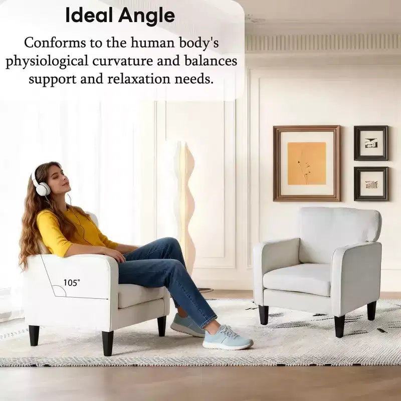 Okak Modern Reading Chair with Armrest and Backrest, Comfy Chair with Wooden Frame, Living Room Chair for Waiting Room, Reception Room