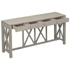 TUYOHW 60 Acacia Wood Console Table with 4 Drawers,Farmhouse Entryway Table with X-Leg Design,Slim Sofa Table for Living Room,Kitchen,Hallway
