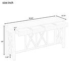 TUYOHW 60 Acacia Wood Console Table with 4 Drawers,Farmhouse Entryway Table with X-Leg Design,Slim Sofa Table for Living Room,Kitchen,Hallway