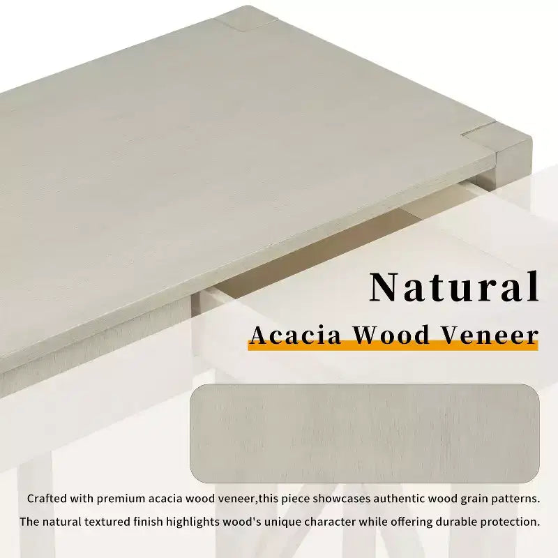 TUYOHW 60 Acacia Wood Console Table with 4 Drawers,Farmhouse Entryway Table with X-Leg Design,Slim Sofa Table for Living Room,Kitchen,Hallway