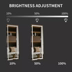 TUYOHW Modern Full Length Mirror with Adjustable LED Wall Mounted Mirror Freestanding Mirrors with Stand Body Mirror for Living Room, Black
