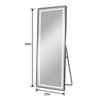 TUYOHW Modern Full Length Mirror with Adjustable LED Wall Mounted Mirror Freestanding Mirrors with Stand Body Mirror for Living Room, Black