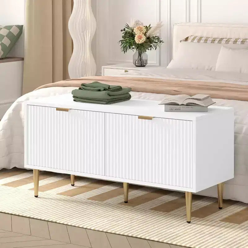 Moderno mobile portascarpe a panca, panca da ingresso con due ante, mobile da ingresso compatto in legno, mobile contenitore per l'ingresso e la porta principale, nero
