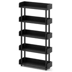 Costway 1/2 PCS 5-Tier Bookshelf, Open Bookcase with Anti-Tipping Kit, Storage Unit for Living Room Black/Rustic Brown & Black