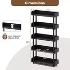Costway 1/2 PCS 5-Tier Bookshelf, Open Bookcase with Anti-Tipping Kit, Storage Unit for Living Room Black/Rustic Brown & Black
